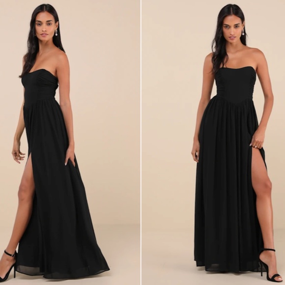 LULUS Prom Wedding Bridesmaid Sexy Flowy Romantic Elegant Chic Maxi Dress - Picture 3 of 6